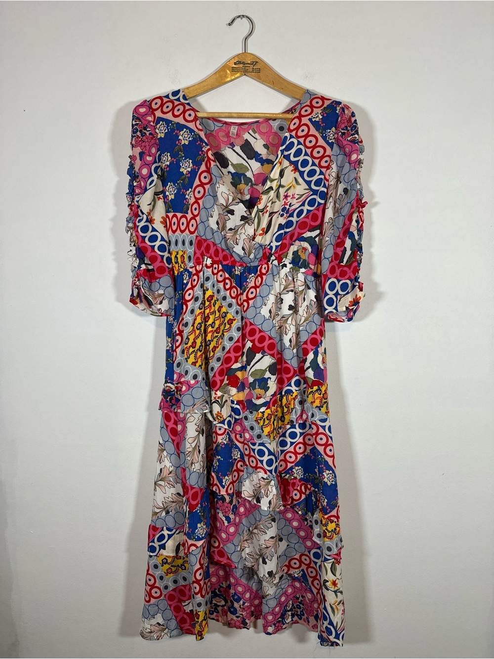 LAPIS Floral Maxi Dress Tiered Size XL Y2K Maximalist Bold Pattern Colorful Boho